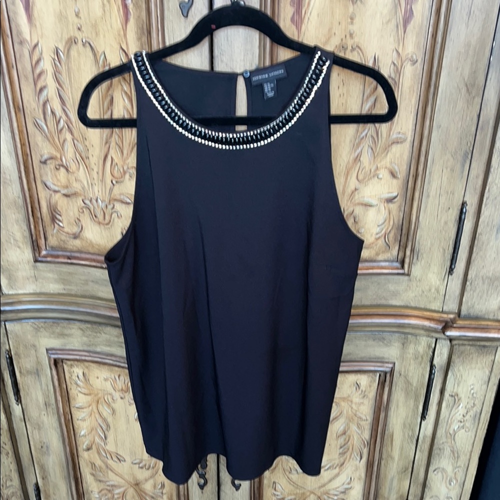 Adrienne Vittadini Jewel Embellished Sleeveless Blouse